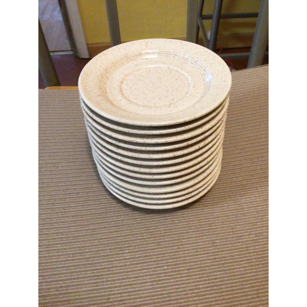 Vintage  Homer Laughlin Country Sage/Brown Speckles- 13 saucer/plates 6.25"